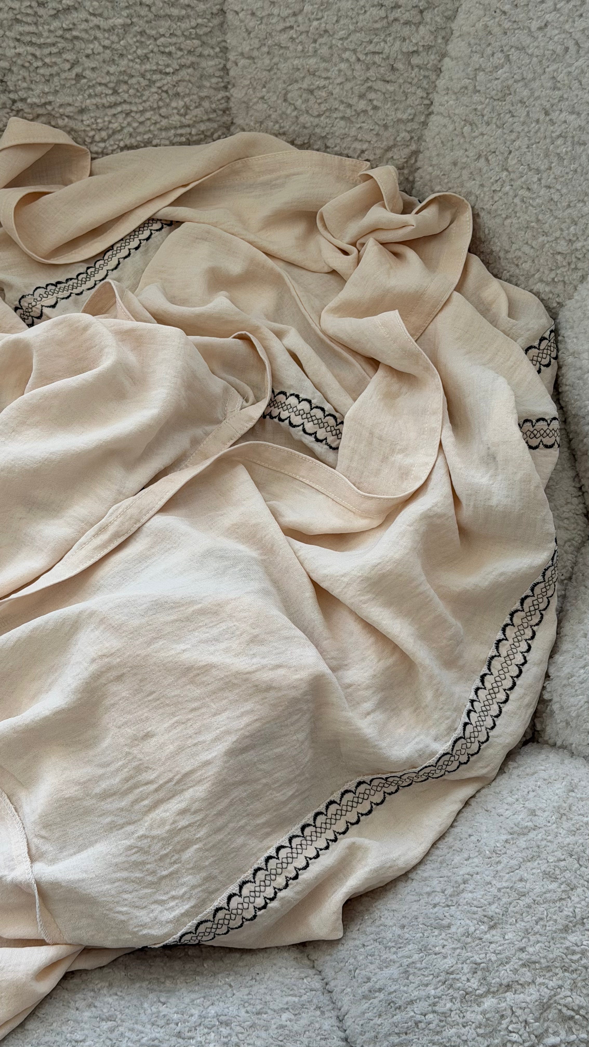 Cream Embroidery  Abaya