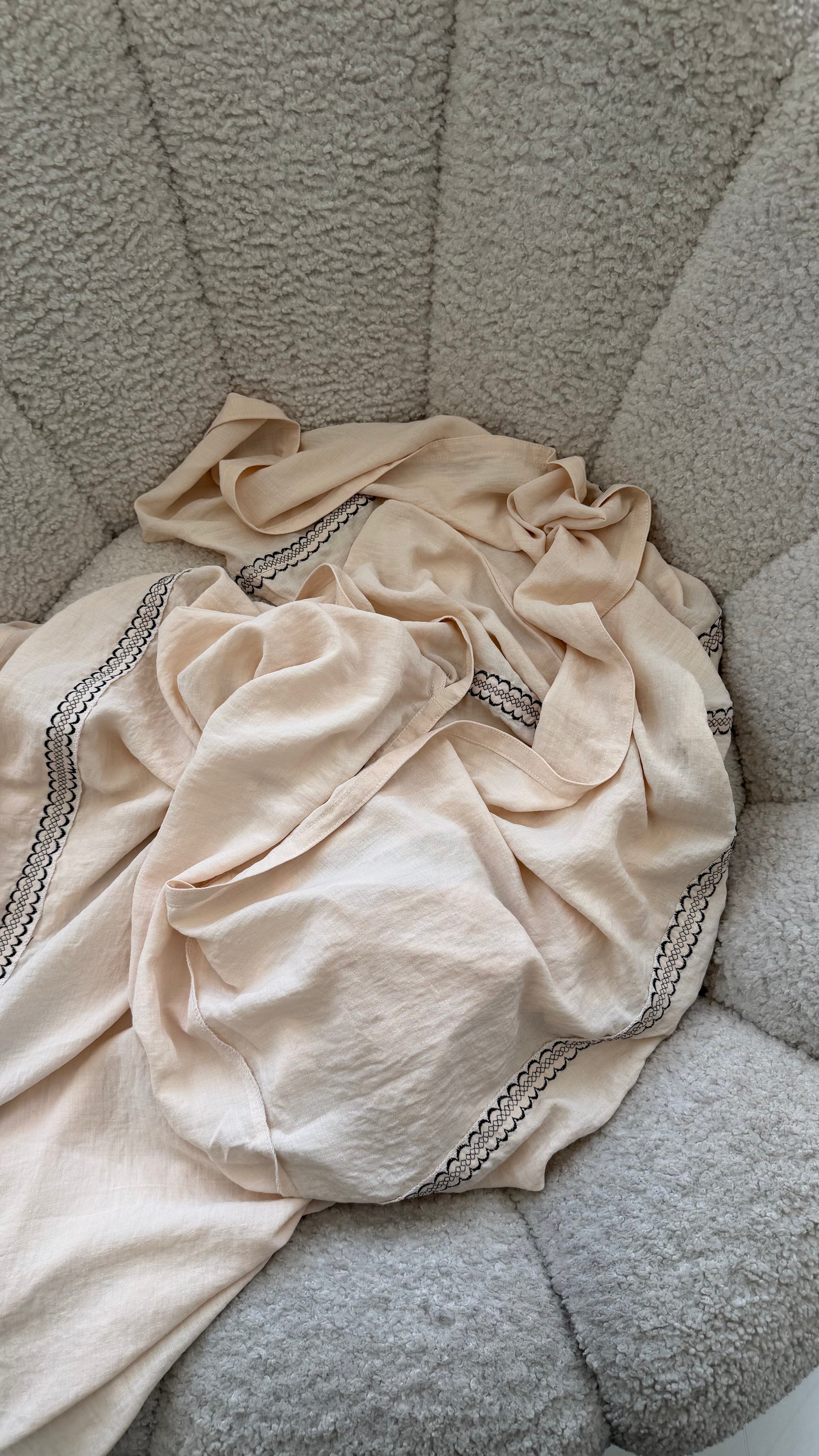 Cream Embroidery  Abaya