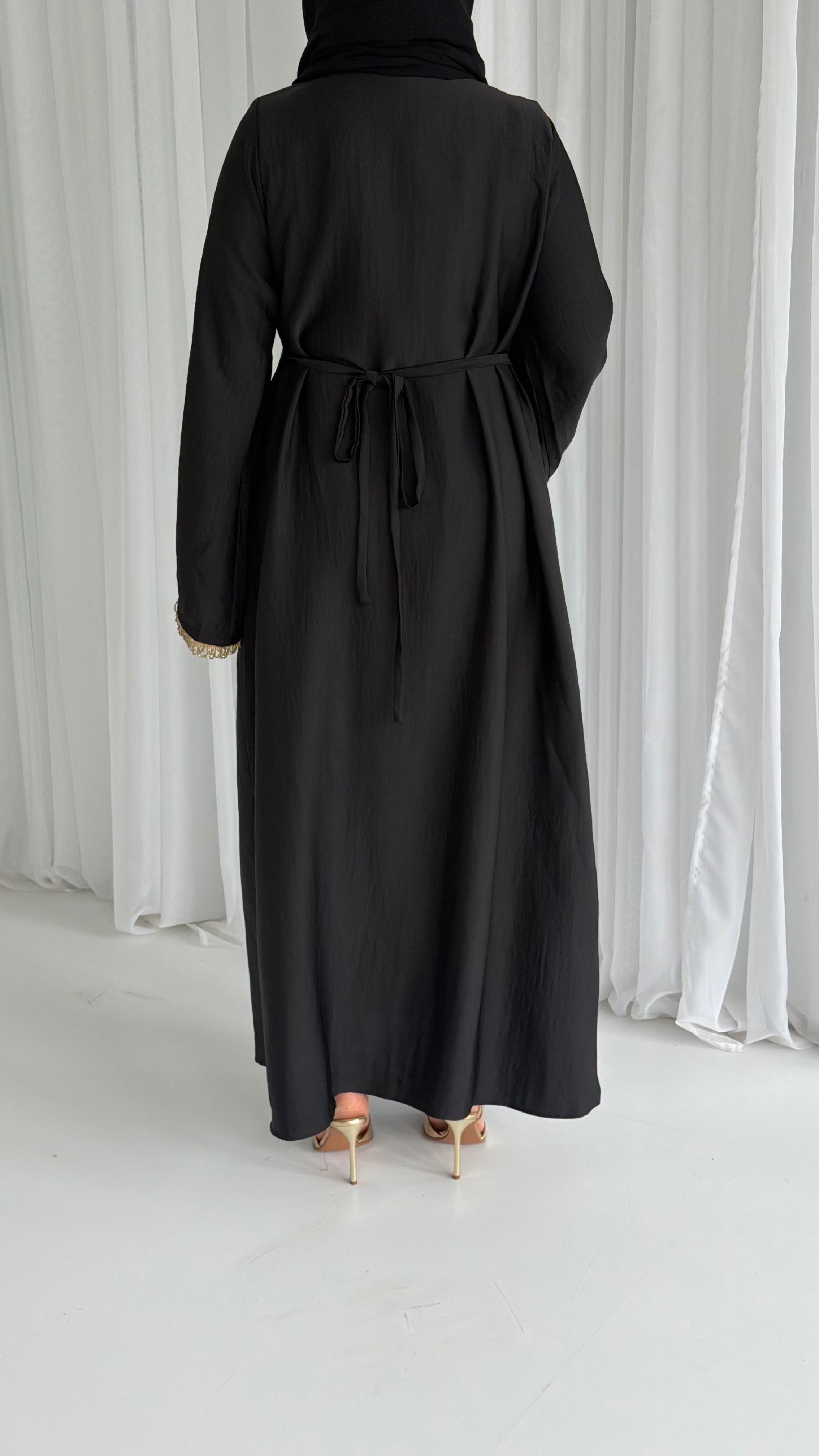 Black Abayah with Gold Beading